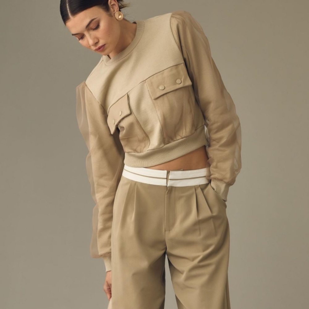NWT By Anthropologie Utility Pocket Pullover in Moss